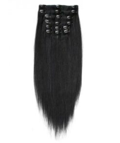 100% Remy Human Clips In Hair Extension - Black (Per 50)